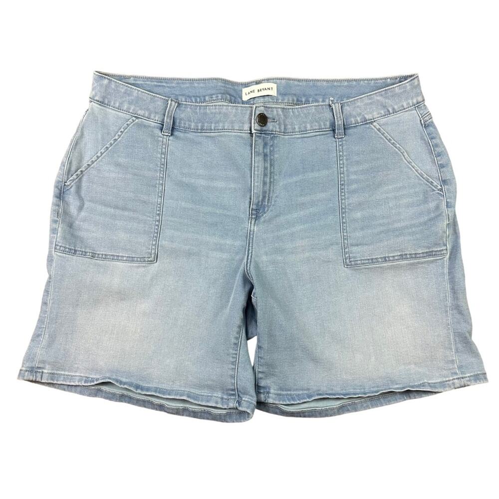 Lane Bryant Boyfriend Midi Jean Shorts Size 20 Light Wash Denim Plus
